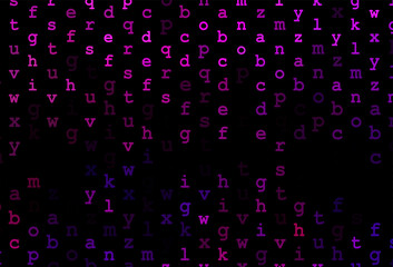 Dark pink, blue vector texture with ABC characters.