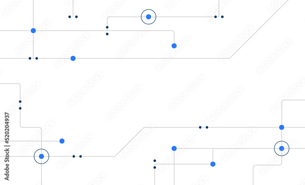 Wall mural modern circuit board system technology connected dots and lines background template. blockchain link