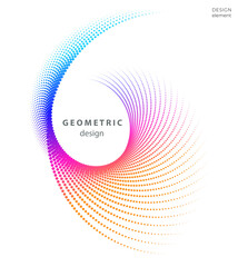 Design element circle. Isolated bold vector colors  golden ring from. Abstract glow wavy stripes of many glittering swirl created using Blend Tool. Vector illustration EPS10 for your presentation
