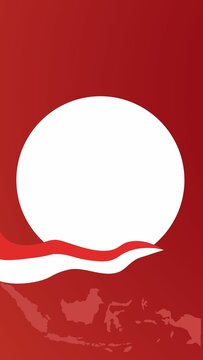 red and white background with white circle and indonesia flag