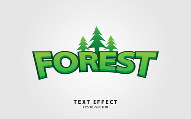 Forest text effect template with bold font concept use for business brand, title, headline and logo.  Editable text effect. Vector illustration