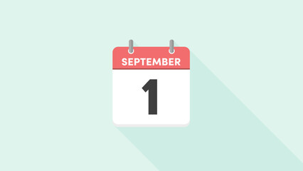 SEPTEMBERと1の文字が書いてある9月1日のカレンダー - 月別行事のイメージ素材