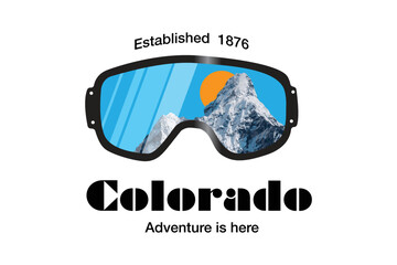 Colorado Mountain illustration for T-shirt, Poster, Sticker, etc. Vector graphic print design.