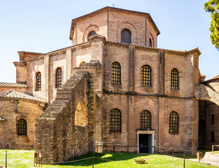 Fototapeta na wymiar View on the Basilica of San Vitale in Ravenna. April 2022 Ravenna, Emilia Romagna - Italy
