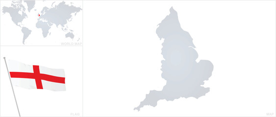 England  map and flag. vector 
