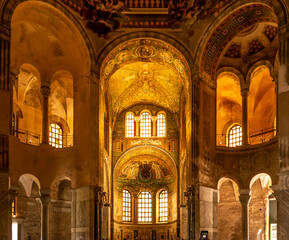 View on the Basilica of San Vitale in Ravenna. April 2022 Ravenna, Emilia Romagna - Italy