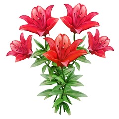 red lily flower bouquet illustration