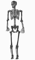 Silhouette of human bone skeleton, Human body skeleton sketch drawing, LIne art illustration vector of human skeleton