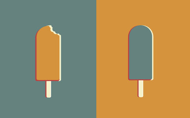 Vector illustration of ice cream on a stick in vintage style.