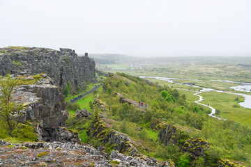 Fototapeta na wymiar American and European tectonic plates in Iceland