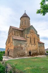 Fototapeta na wymiar View of ancient Orthodox Church of Assumption of Blessed Virgin Mary in small Georgian village of Metekhi