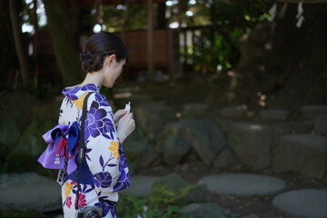 浴衣で訪れた川越氷川神社