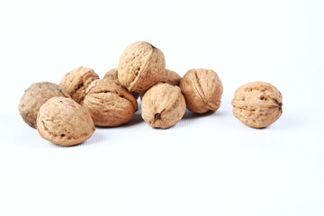 walnuts in the studio on a white background