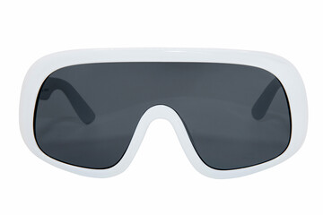 Oversize polarized sunglasses black lens white frame glasses for men and women front view
