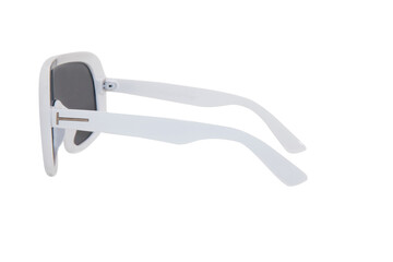 Oversize polarized sunglasses black lens white frame glasses for men and women side view