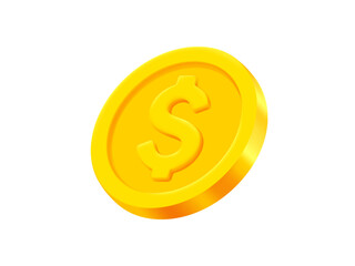 Gold coin isolated on white background. Coin icon with dollar sign. Vector illustration
