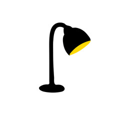 Illustration of a table lamp in black color on a white background