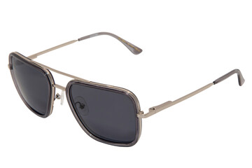 Silver Metal grey frame square sunglasses black polarized shades for men and women top front view