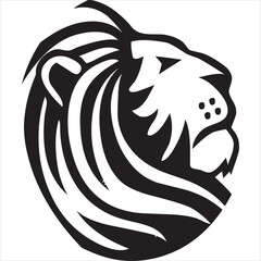 Vector, Image of lion head icon, black and white color, with transparent background

