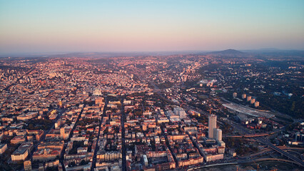 Aerial view of Belgrade, capital of Serbia.