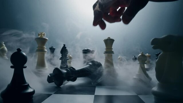 Chess board game concept for business competition planing teamwork strategic concept.