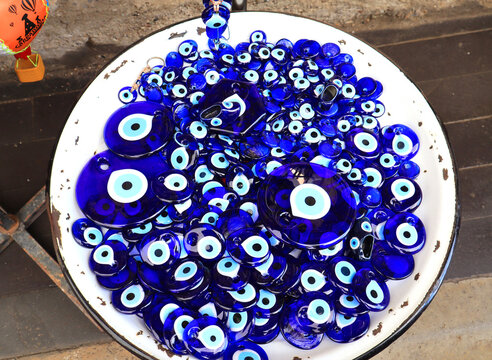 Ptate with turkish evil eye amulets for sale	
