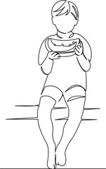 boy eating watermelon