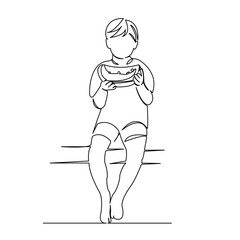 boy eating watermelon