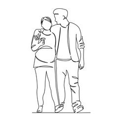 Fototapeta na wymiar pregnant couple walking