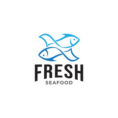 Fish in water Logo design vector template. Seafood restaurant shop store Logotype concept icon.