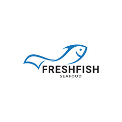 Fish in water Logo design vector template. Seafood restaurant shop store Logotype concept icon.
