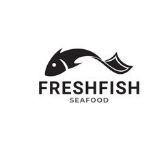 Fototapeta premium Fresh fish vector design logo template. Seafood restaurant idea.
