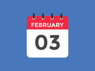 February 3 calendar reminder. 3rd February daily calendar icon template. Vector illustration 
