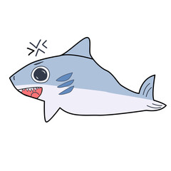 Cute happy shark cartoon character, sea animal cartoon. illustration and vector 