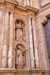 Palma de Mallorca, Spain. Detail of the Portal Mayor facade of the Gothic Cathedral of Santa Maria