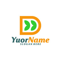 Initial D with Leaf Logo Design Template. Letter D logo concept vector. Creative Icon Symbol