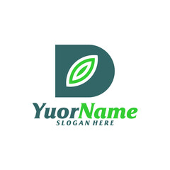 Initial D with Leaf Logo Design Template. Letter D logo concept vector. Creative Icon Symbol