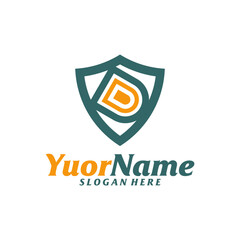 Initial D with Shield Logo Design Template. Letter D logo concept vector. Creative Icon Symbol