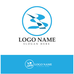 River mountain sun Logo vector icon illustration design template