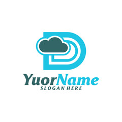 Initial D with Cloud Logo Design Template. Letter D logo concept vector. Creative Icon Symbol