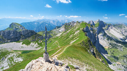 View over the Rofanspitze and the other mountains around lake Achensee, Austria