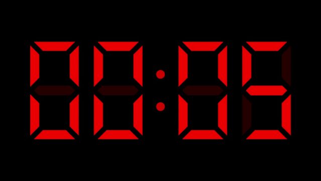 Motion graphics animation. Stopwatch 10 second. Countdown from zero to ten. Vector digital clock.