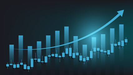 Economy situation concept. financial business statistics with candlestick chart show stock market
