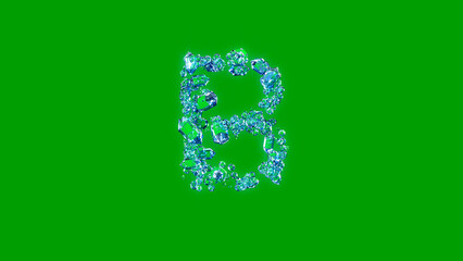 cute blue transparent brilliants alphabet - letter B, isolated - object 3D rendering