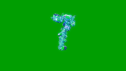 nice blue finest brilliants alphabet - number 7, isolated - object 3D rendering