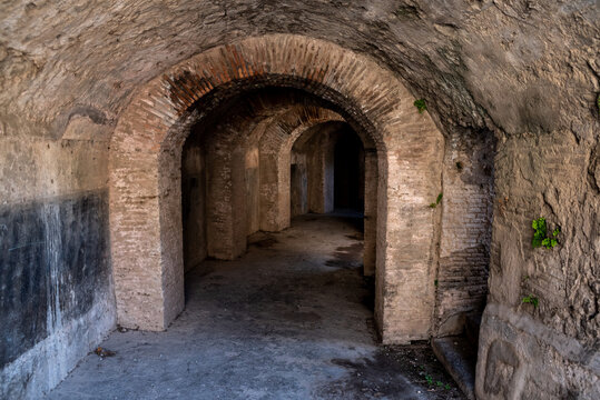Ruins of an ancient Roman amphitheater, Italy