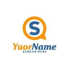 Obraz premium Initial S with Chat Logo Design Template. Letter S logo concept vector. Creative Icon Symbol
