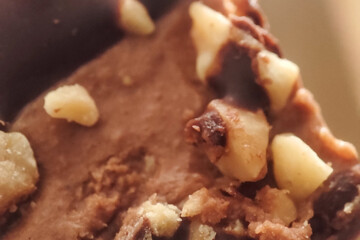 Macro sweet food with nut. Delicious dessert