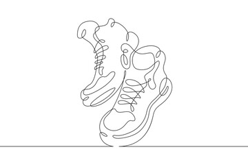 One continuous line. Sport shoes. Nice high top sneakers. Sneakers for every day. One continuous...