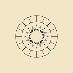 sun vector line art badge logo symbol illustration design